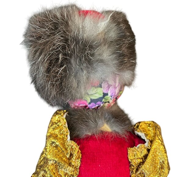 Pretty Hand Painted Russian Porcelain Girl Doll In Colorfully Dress & Fur Hat - Picture 12 of 14